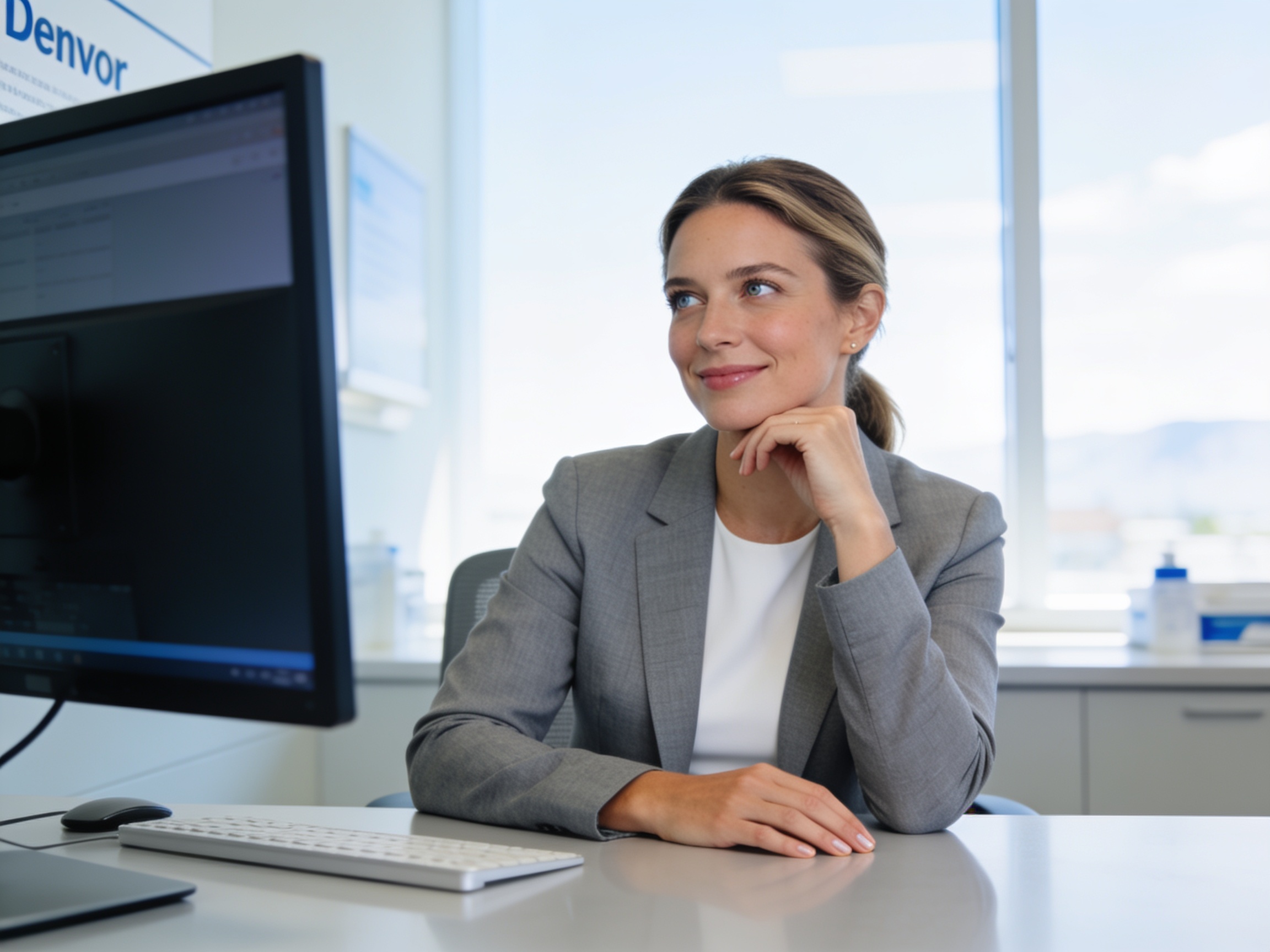 Expert women's health consultants reviewing patient data in a modern office setting